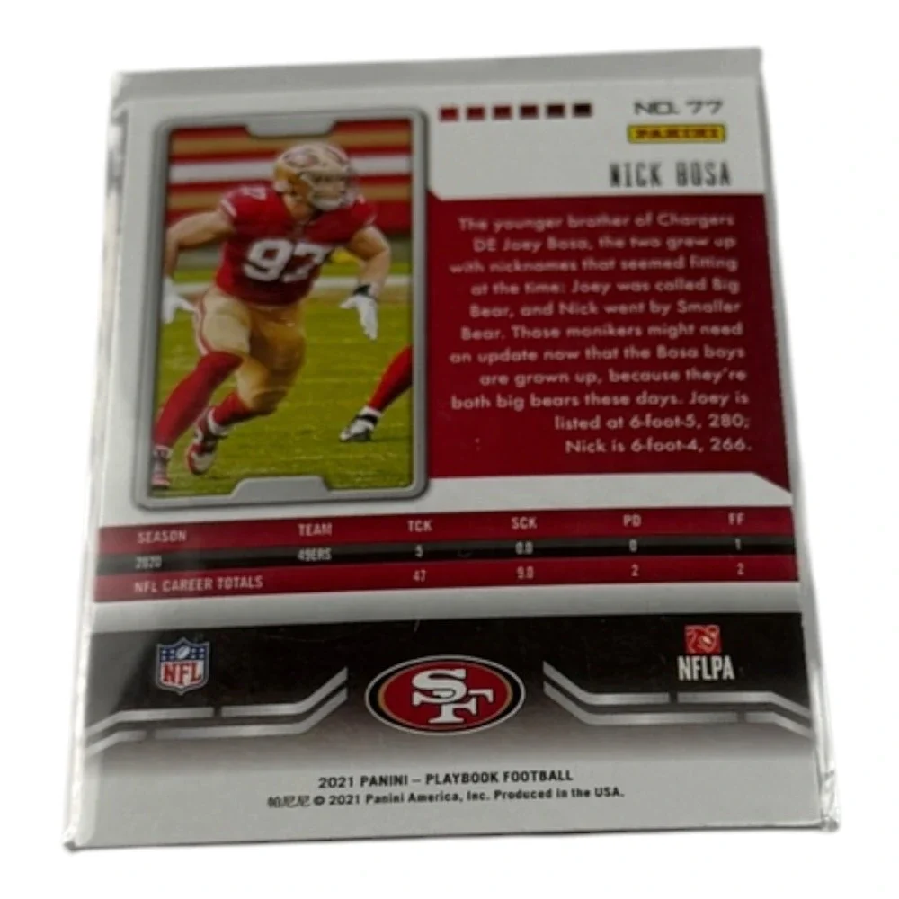 2021 Panini Playbook Nick Bosa San Francisco 49ers Red Parallel Card 77 NFL